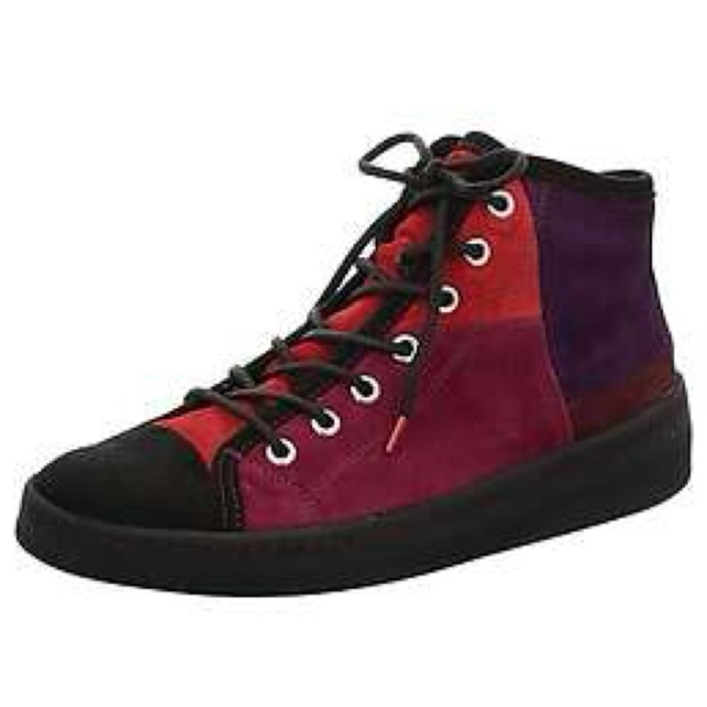 Think! Womens High Top Graphic Patchwork Kumi Leather Lined Sustainable Sneakers